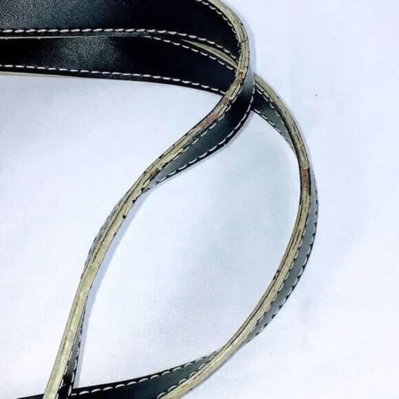 Etienne Aigner Vegan Leather Tote Black Crossbody Contrast Stitching Bag (40134) - Picture 9 of 9